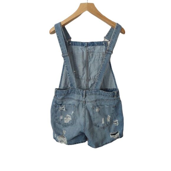 Zara Trafaluc Premium Wash Denim Overall Shorts - Picture 2 of 4